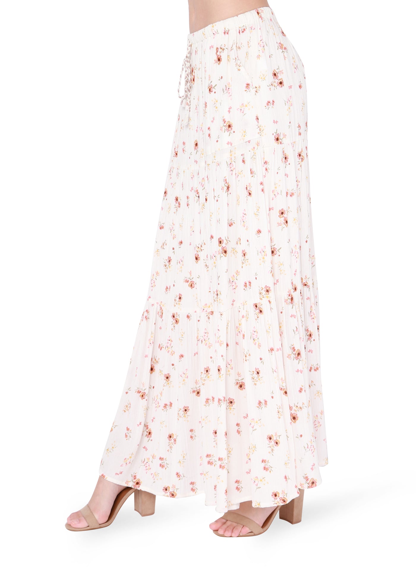 Tiered Maxi Skirt | Romantic Pink Floral (S & L)