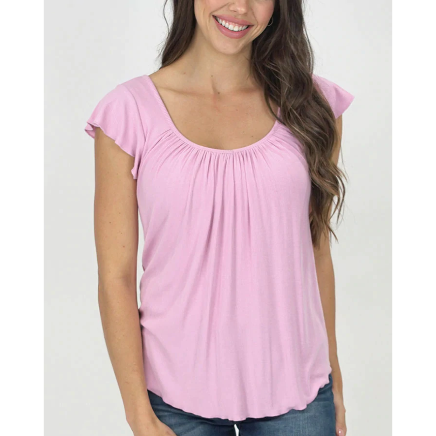 Essential Ribbed Tee with Shelf Bra | Orchid (S-XL)