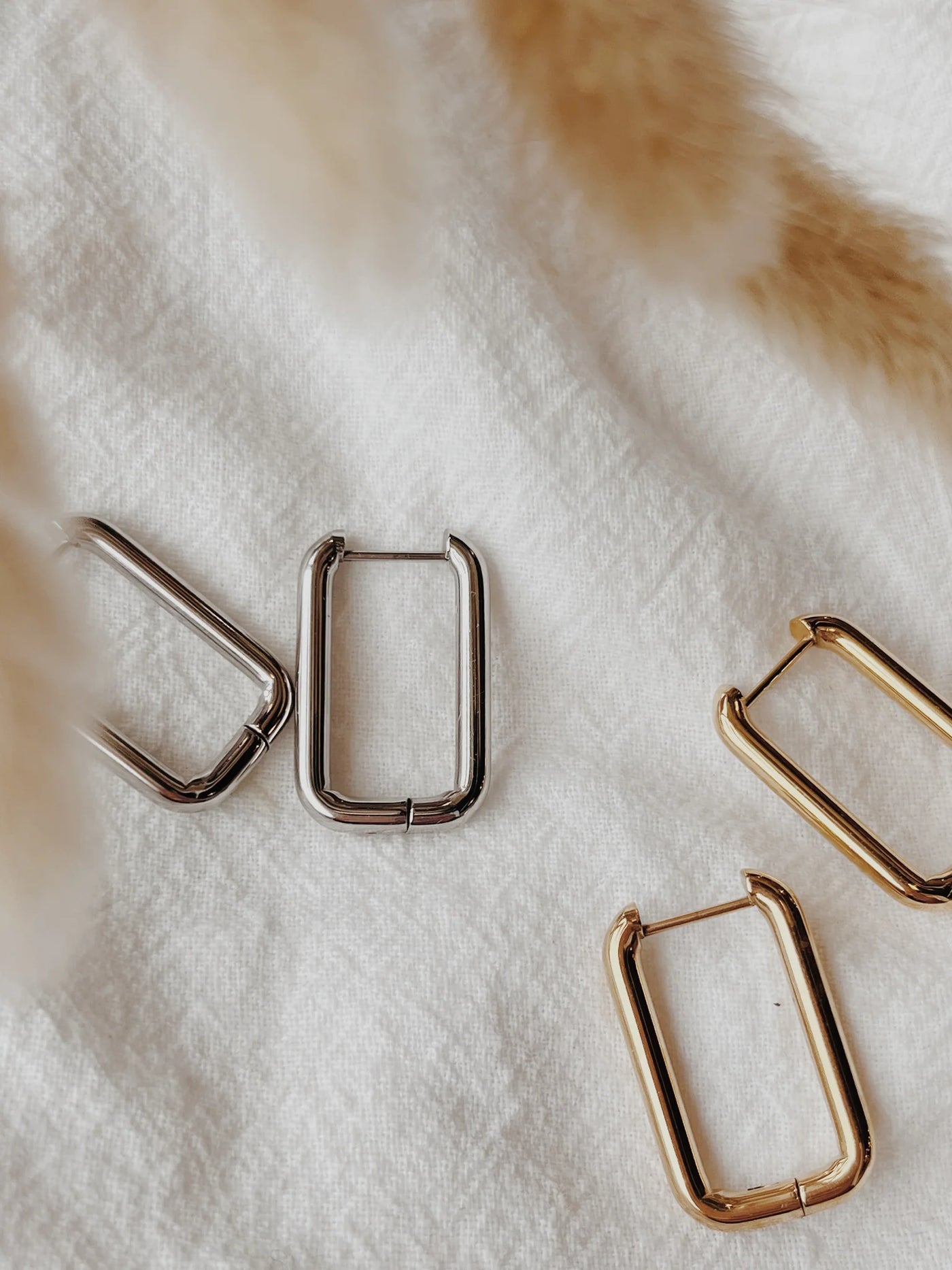 Elora Rectangle Earrings | Gold & Silver