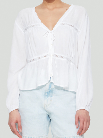 Lace Insert Tied Blouse | Off White (S, L & XL)