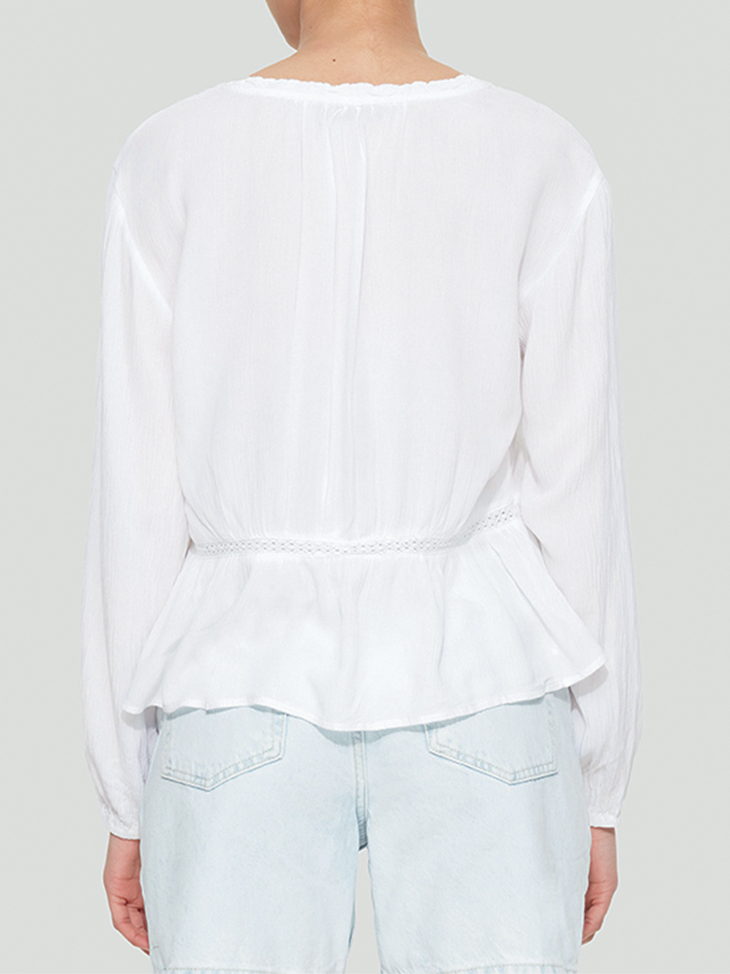 Lace Insert Tied Blouse | Off White (XS-XL)
