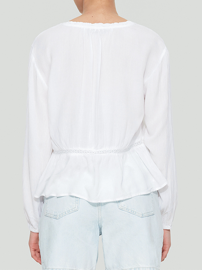 Lace Insert Tied Blouse | Off White (XS-XL)