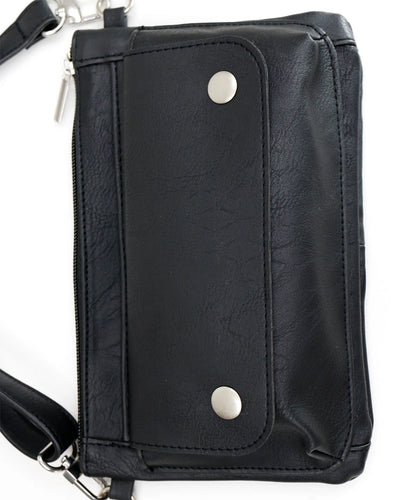 Vegan Leather Essentials Belt Bag | Black & Silver hardware
