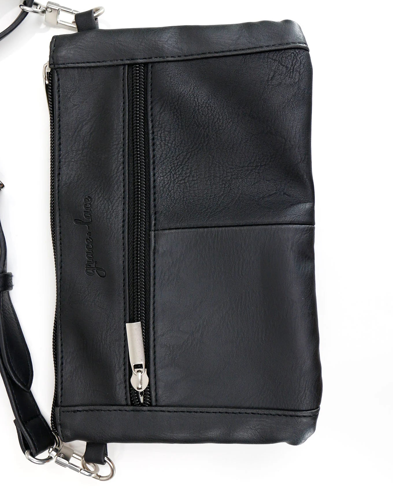 Vegan Leather Essentials Belt Bag | Black & Silver hardware