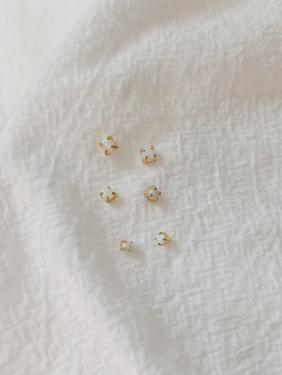 Opal Dot Studs | Small & Large (Gold & Silver)