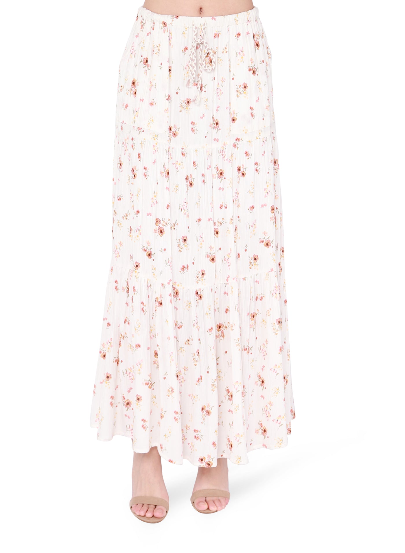 Tiered Maxi Skirt | Romantic Pink Floral