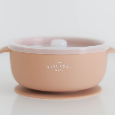 Peach Suction Bowl with Lid