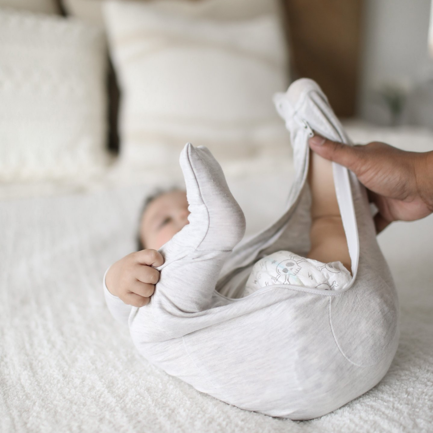 Heather Grey | Convertible Bamboo Footie (3M-24M)
