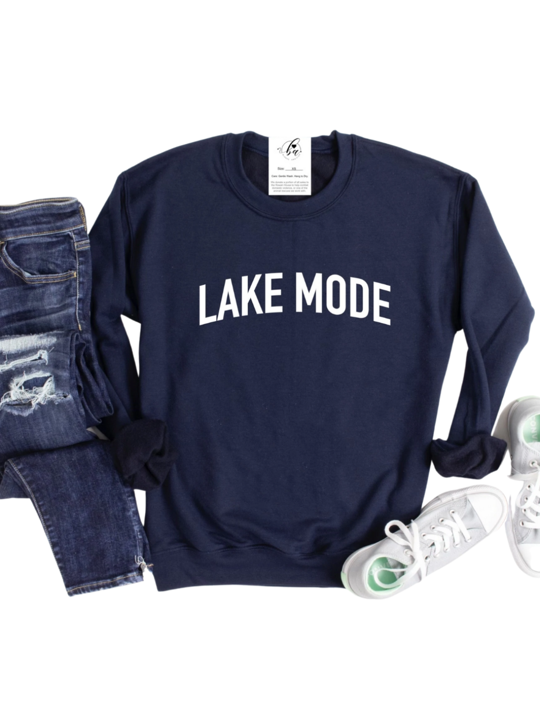 Lake Mode Cozy Crew Neck Sweater | Navy (XS)
