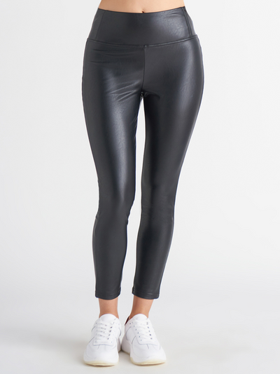 High Waisted Faux Leather Leggings | Black (S)