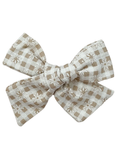 gingham floral bow | Headband or Alligator Clip