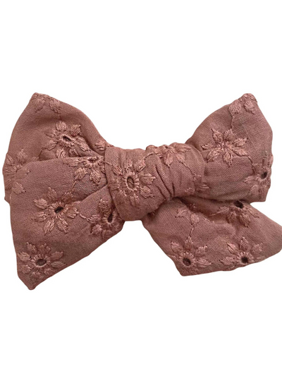 brown floral bow | Headband or Alligator Clip